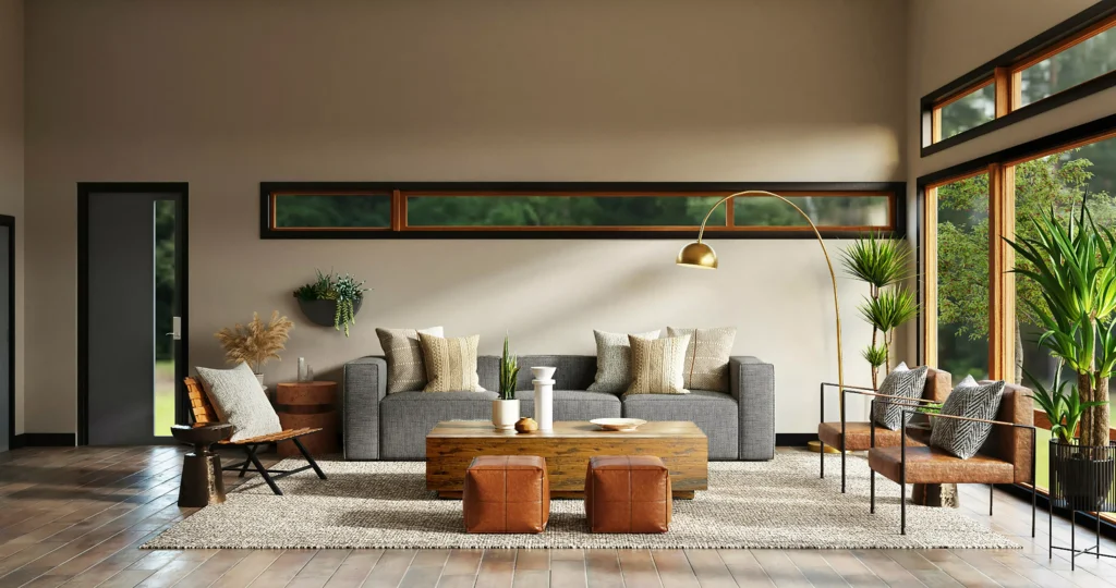 living room with sofa table and chairs